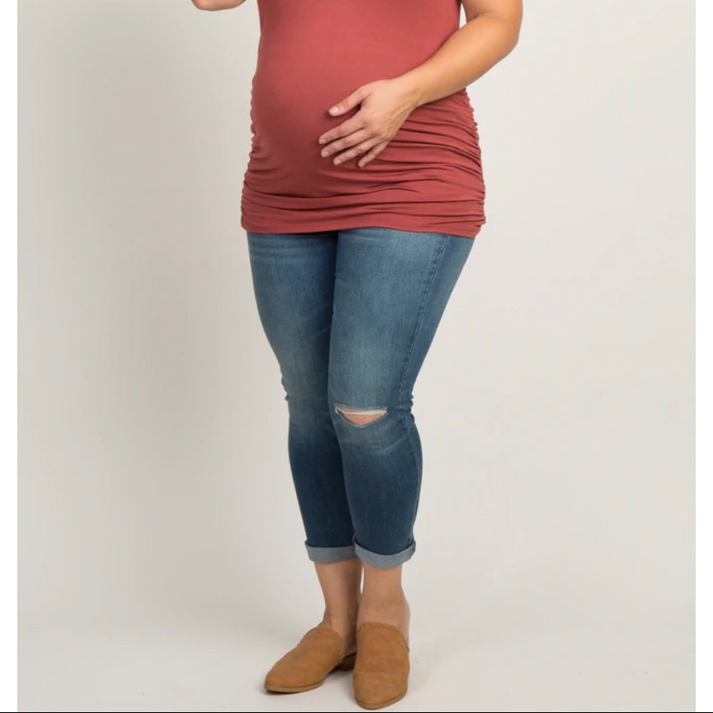 Pinkblush Blue Distressed Stretch Maternity Jeans